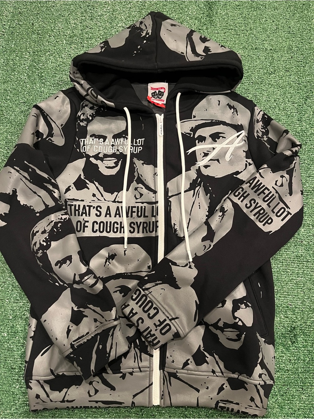 Asaali x Awful lot of cough syrup Black & Gray Printed Zip-Up Hoodie - Unbranded